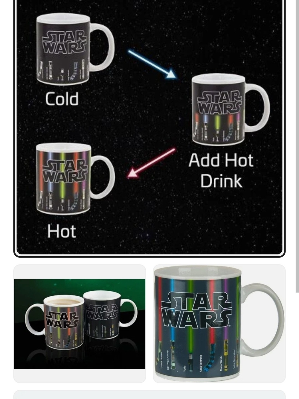 Star Wars Lightsaber Heat Sensitive Magic Colour Changing Mug Novelty Drink Cup